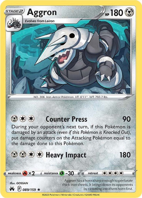 Aggron Reverse Holo #089/159 – Crown Zenith