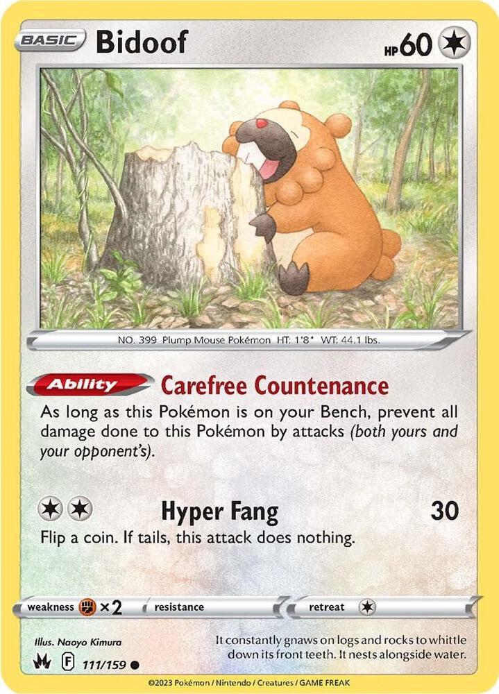 Bidoof Reverse Holo #111/159 – Crown Zenith