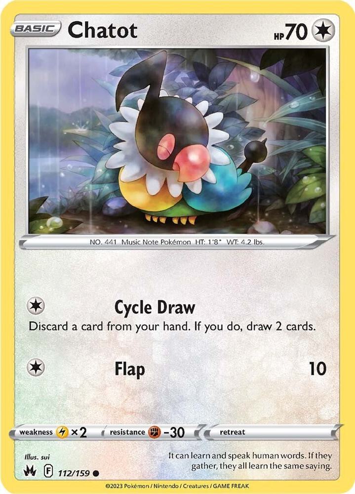 Chatot Reverse Holo #112/159 – Crown Zenith