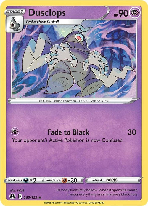 Dusclops Reverse Holo #063/159 – Crown Zenith