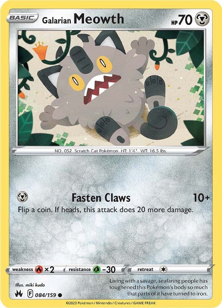 Galarian Meowth Reverse Holo #084/159 – Crown Zenith