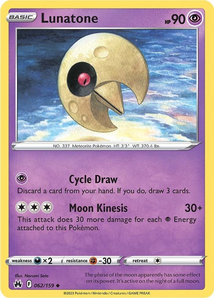 Lunatone Reverse Holo #062/159 – Crown Zenith