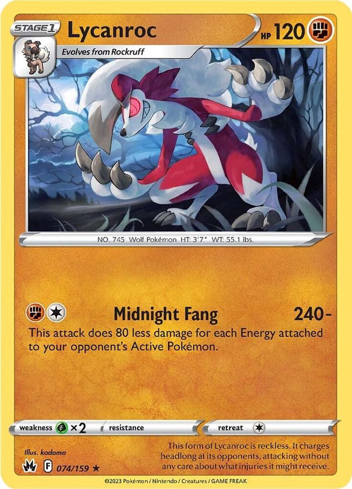 Lycanroc Reverse Holo #074/159 – Crown Zenith