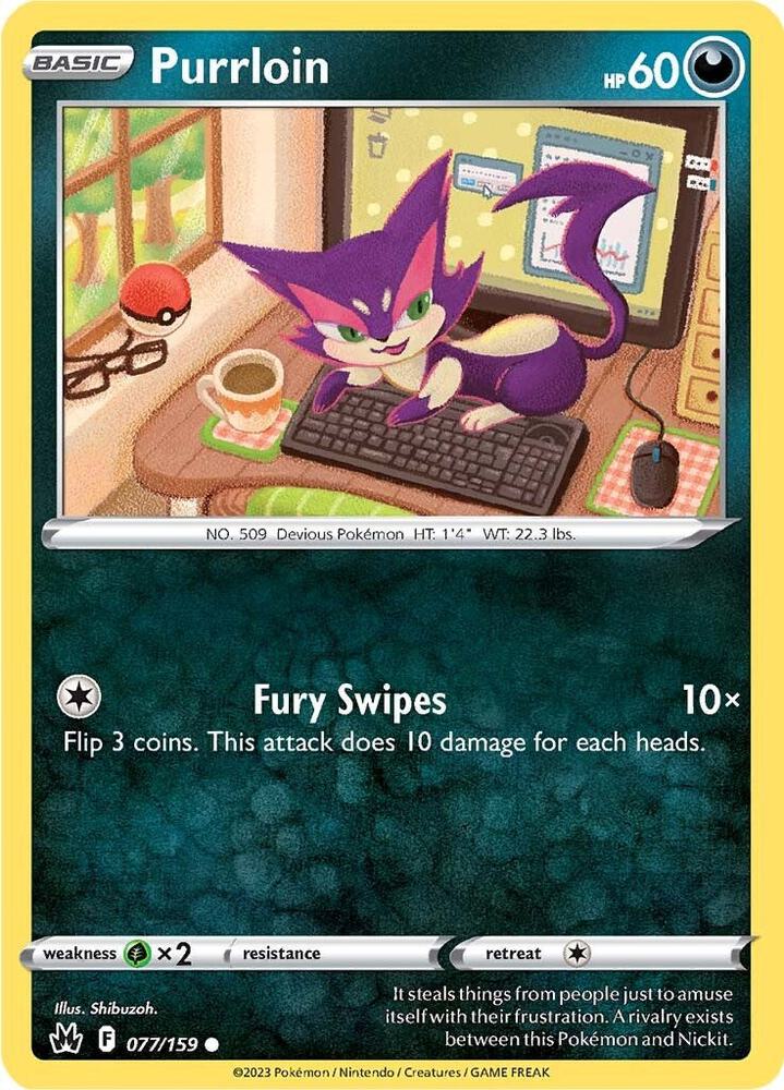 Purrloin Reverse Holo #077/159 – Crown Zenith