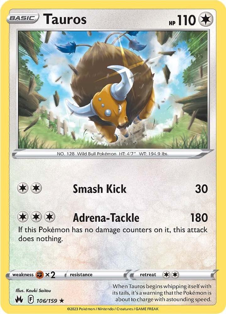 Tauros Reverse Holo #106/159 – Crown Zenith