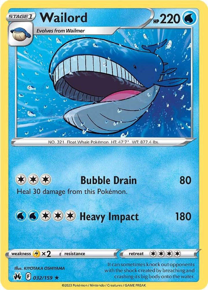 Wailord Reverse Holo #032/159 – Crown Zenith