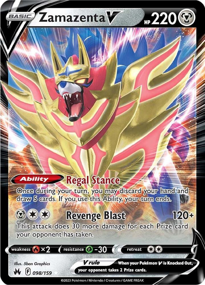 Zamazenta V (Holo Rare V) #098/159 – Crown Zenith